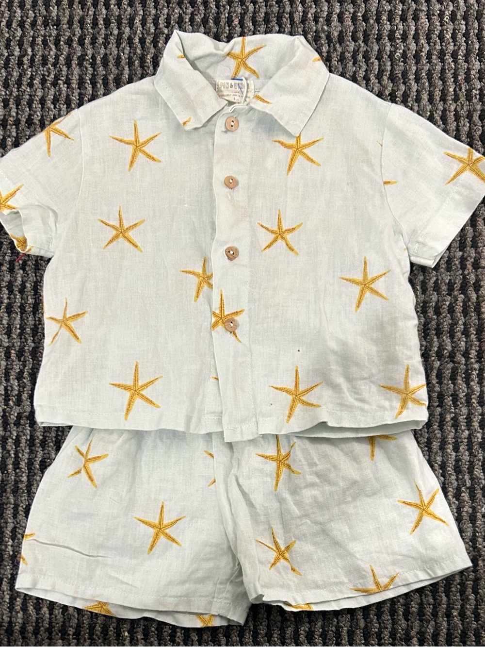 Kids Light Blue Starfish Embroidered Matching Set